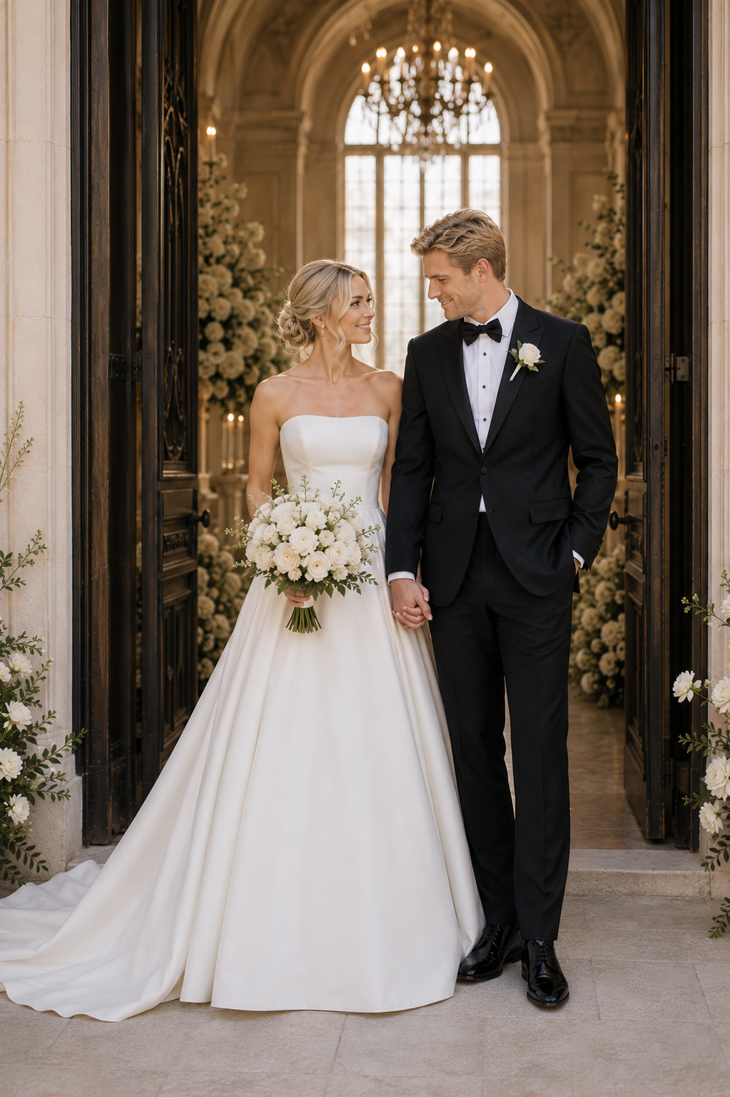 Elegant wedding couple portrait